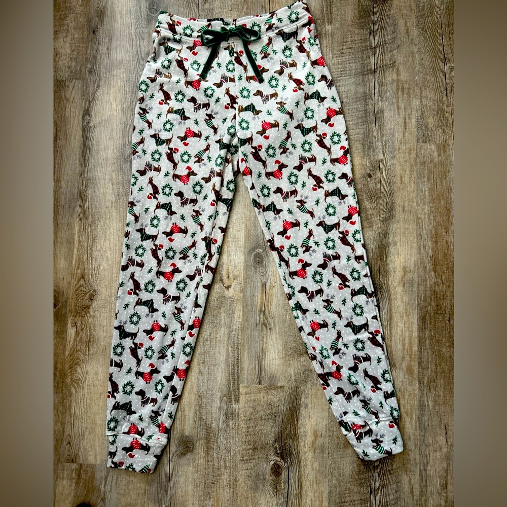 Cynthia Crowley Christmas Soft Sleep Pants With Dogs And Wreaths Size XS